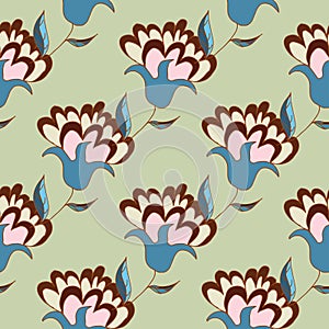 Cute pastel floral hand drawn seamless pattern