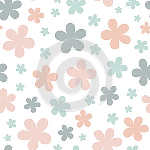 Cute pastel floral pattern, seamless vector repeat