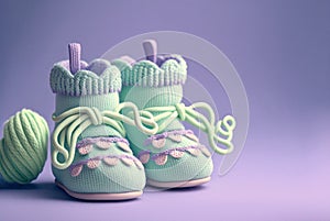 Cute pastel lilac and mint colored baby booties