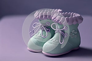 Cute pastel lilac and mint colored baby booties