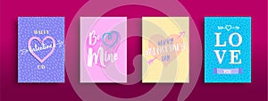 Cute pastel valentines day greeting card set