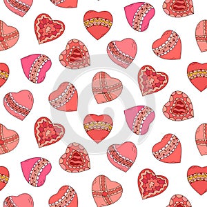 Cute pattern for Valentine's Day, seamless background with sweet hearts.