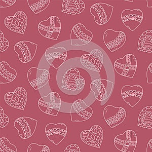 Cute pattern for Valentine's Day, with sweet hearts outline.