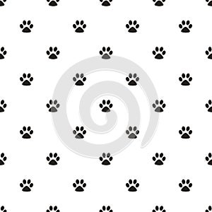 Cute paw seamless pattern, cat feet steps, pet design. Texture for wallpapers, fabric, wrap, web page backgrounds, vector