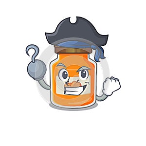 Cute peach jam mascot design with a hat