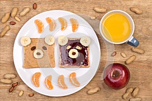 Cute peanut butter and jelly sandwiches for a kid