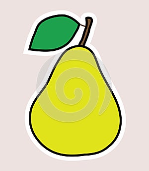 Cute pear hand drawn sticker illustration