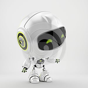 Cute pearl robot toy pointing, 3d rendering