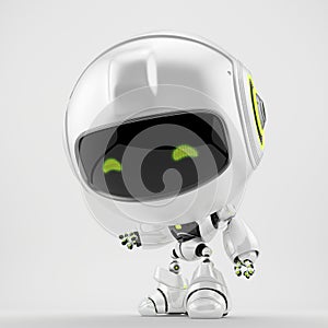 Cute pearl robot toy showing you something, 3d rendering