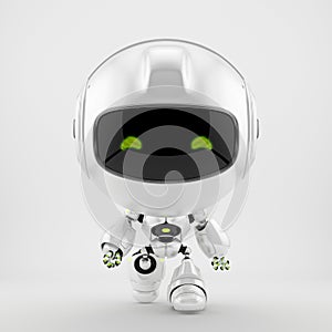 Cute pearl robot toy walking forward, 3d rendering
