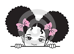 Cute Peekaboo Girl with Afro Puff Hair