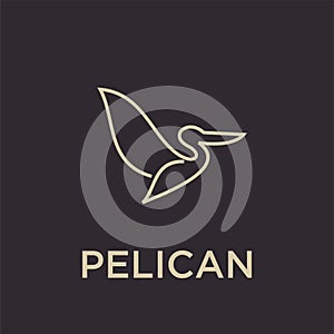 cute pelican fly logo black outline line set silhouette logo icon designs vector for logo icon stamp