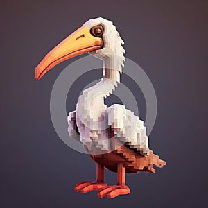 Cute Pelican Pixelart Character For Minecraft-inspired Pixel Art Game