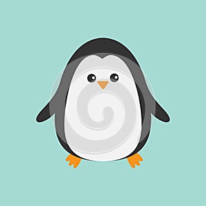 Cute penguin. Cartoon character. Arctic animal collection. Baby bird. Flat design