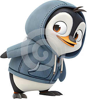 Cute penguin cartoon character, charming, playful, and fun. photo