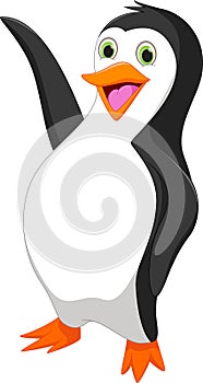 Cute penguin cartoon waving