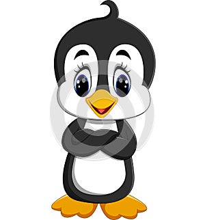 Cute penguin cartoon waving