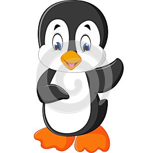 Cute penguin cartoon waving