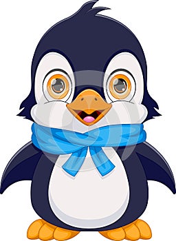 cute penguin cartoon on white background