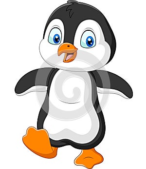 Cute penguin cartoon on white background