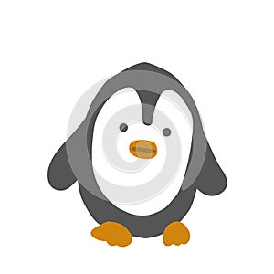 Cute penguin doodle isolated on white background