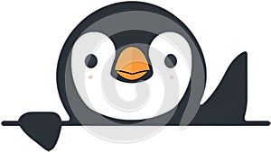 Cute penguin icon in a minimalistic style. AI-Generated.