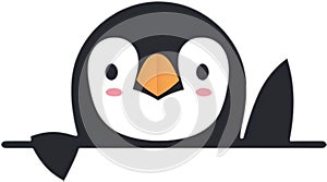 Cute penguin icon in a minimalistic style. AI-Generated.