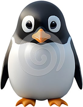 Cute penguin icon in a minimalistic style. AI-Generated.