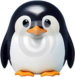 Cute penguin icon in a minimalistic style. AI-Generated.