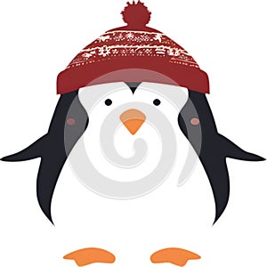 Cute penguin icon in a minimalistic style. AI-Generated.