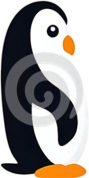 Cute penguin icon in a minimalistic style. AI-Generated.