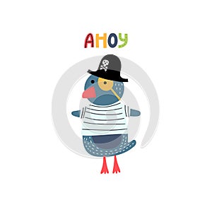Cute penguin pirate illustration