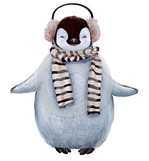 Cute penguin with scarf