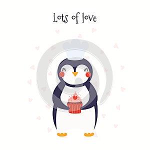 Cute penguin Valentines day card