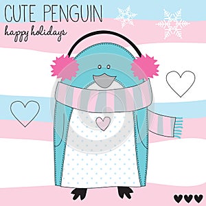 Cute penguin vector illustration