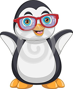 cute penguin wearing glasses cartoon