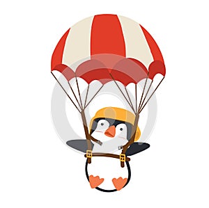 Cute penguins cartoon  Parachute vector