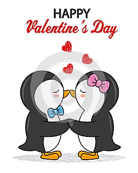 Cute penguins kissing