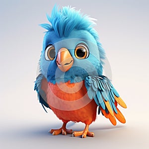 Cute pet bird character 3D, personage passarinho infantil fofo photo