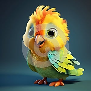 Cute pet bird character 3D, personage passarinho infantil fofo photo
