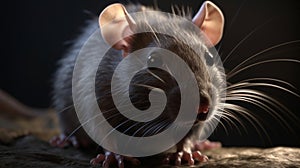 Cute pet rat with beady eyes