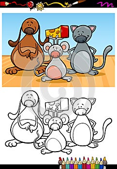 Cute pets cartoon coloring book