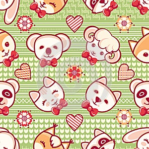 Cute pets. Seamless pattern. Colorful background with characters