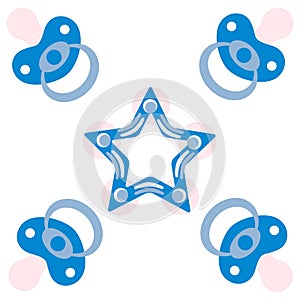 Cute picture of a baby pacifiers and teething ring