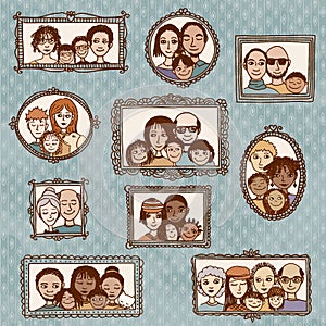 Cute picture frames with family portraits