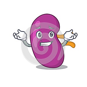 A cute picture of grinning kidney caricature character