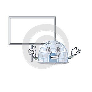 A cute picture of igloo cute cartoon character bring a board