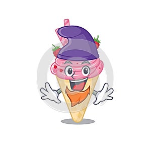 Cute picture of strawberry ice cream in Elf cartoon design