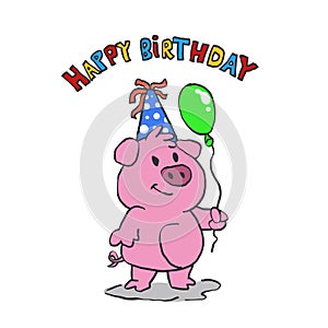 Cute pig cartoon Happy birthday