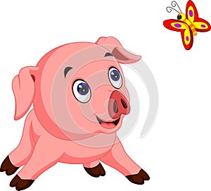 Cute pig cartoon posing